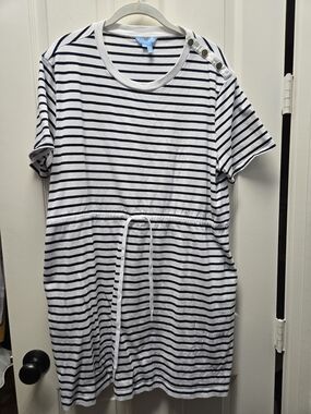 Draper James Navy and White Striped Knit Tee